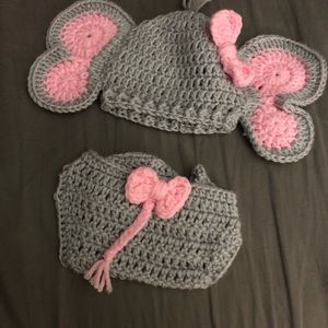 Newborn crochet elephant outfit